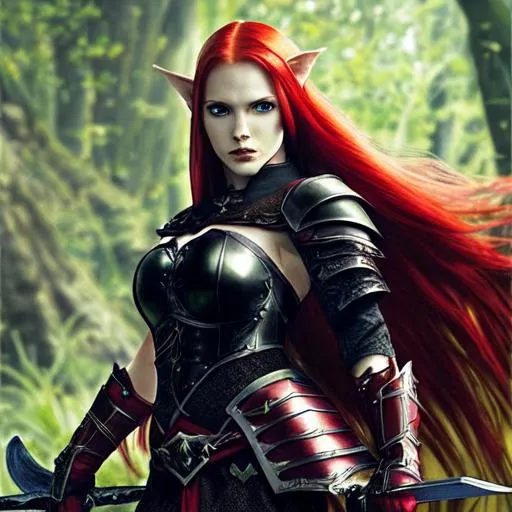 long light red hair, beutiful face, wielding greatsw... | OpenArt