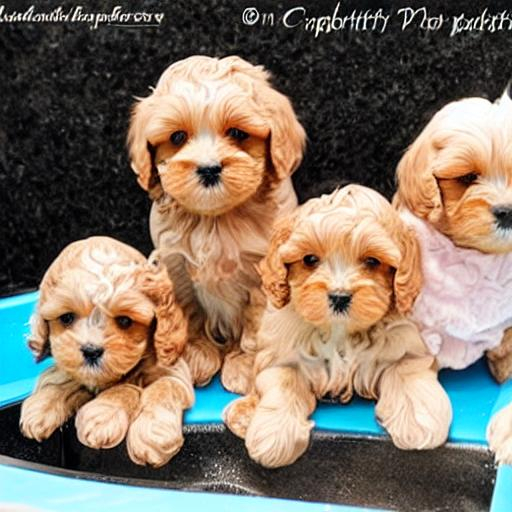 pretty cavapoo puppies with a bath OpenArt