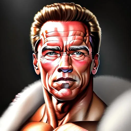 Prompt: Actor Arnold Schwarzenegger, age 90, cute beautiful hyper detailed digital painting, eye frontal
