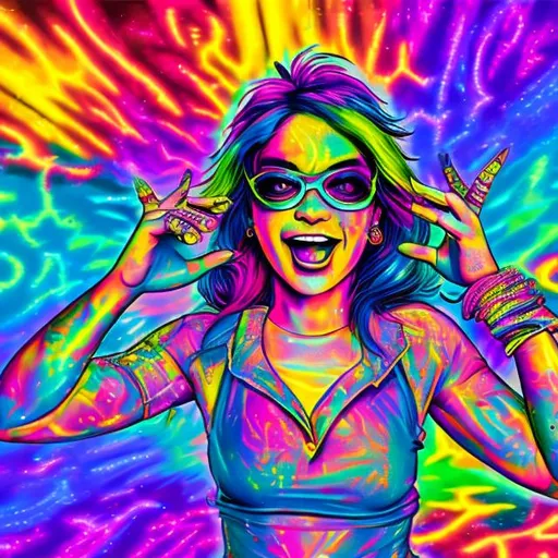 Prompt: Rave in the style of Lisa frank