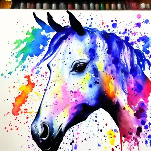 Prompt: Horse head watercolor 