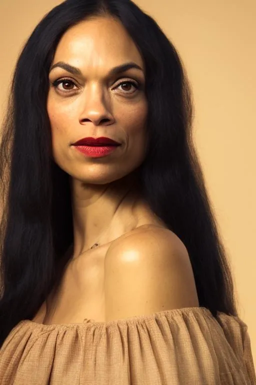 Prompt: photo realistic,supermodel golden hour, sunset, {Rosario Dawson}, wearing medieval cloths,centered in frame, facing camera, symmetrical, 85mm lens,f8, photography, ultra details, natural light, light background, photo, Studio lighting