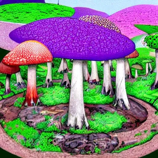 Prompt: Psilocybin mushroom cow garden
