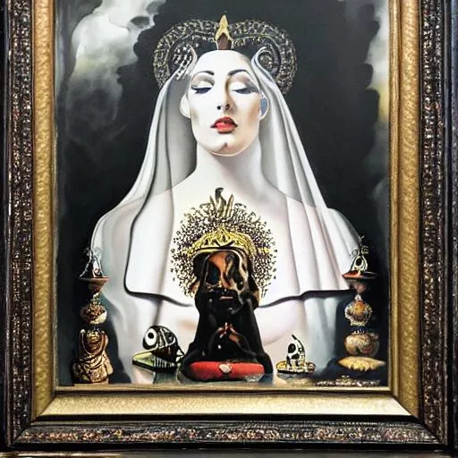Prompt: Salvadore Dali black Madonna 
