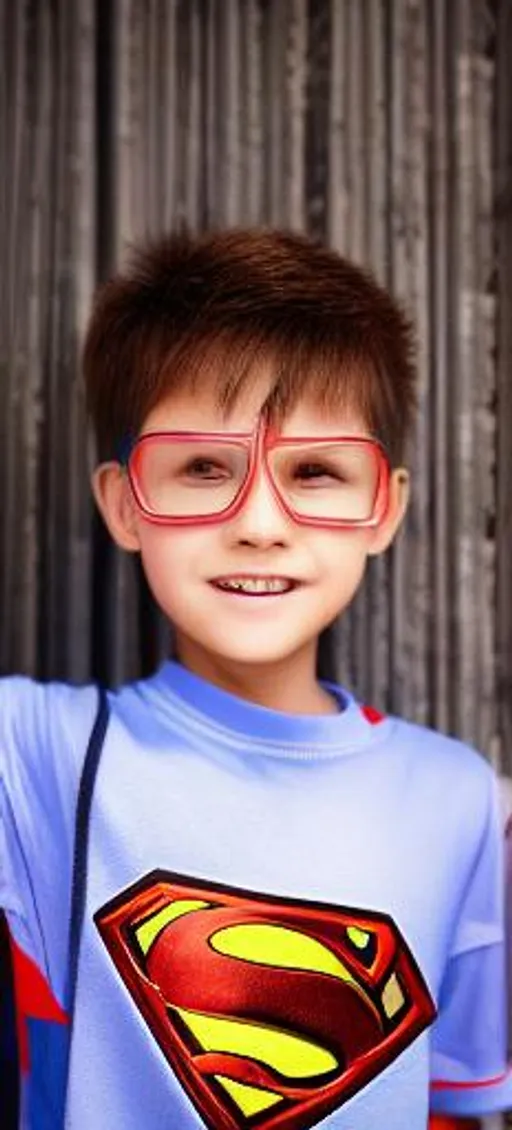 A Kid Super Hero His Age Is 7 Years Wearing Blue An OpenArt