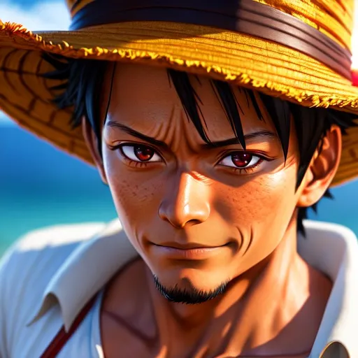 prompthunt: 17th century pirate portrait of Monkey D. Luffy from One Piece,  anime, octane render, artstationhq, artstationhd, cinematic, 4K, 8K,  trending on artstation, highly detailed, highly realistic, digital art