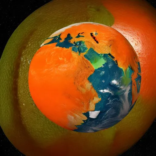 Prompt: planet earth as an orange (fruit)
