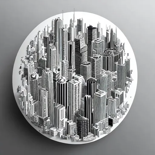 Prompt: "Design a logo for 'Pocket City' name in a round shape , ultra realistic, use accurate spelling as given in prompt, use black ink and white paper, keep the logo straight, ultra clarity, fine tuned, ultra realistic, black and white art for logo, fine textures , add depth, use accurate shapes, minute detailing, futuristic buildings