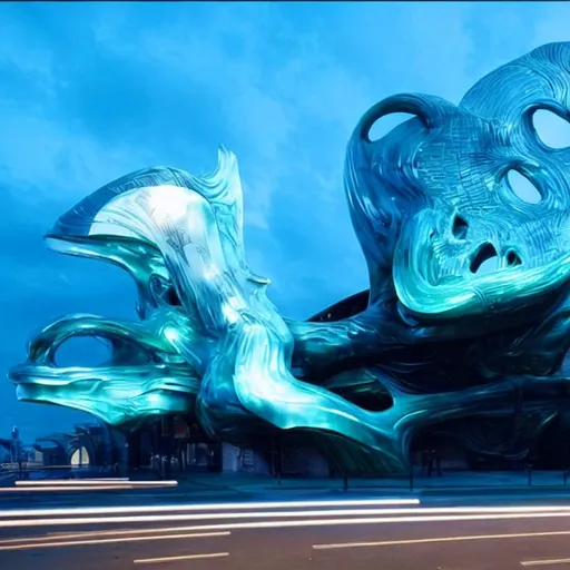 Prompt: Museum of neural science, fantasy art, hyper detailed, galactic, futuristic, psychedelic, post-apocalyptic, Neofuturist, Parametricism, Zaha Hadid, fabricated materials, fibre, foam, glass, titanium 