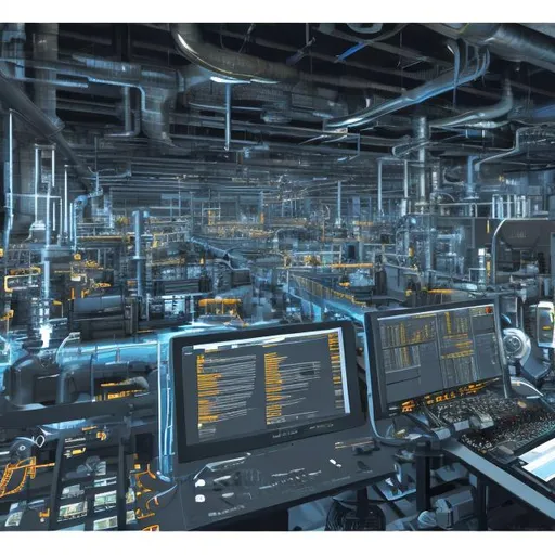 Prompt: "Generate an image depicting a modern industrial automation environment. The scene should include screens displaying real-time process data, engineers and operators in action. The environment should convey a sense of cutting-edge technology, efficiency, and collaboration in the world of industrial automation, but remain realistic."