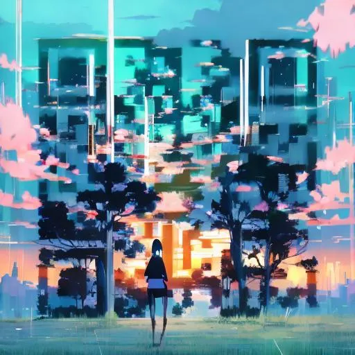 Prompt: background beautiful landscape, anime style Artwork by Makoto Shinkai lonely