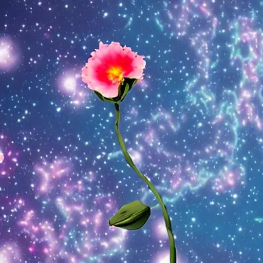Prompt: a synthetic flower in space