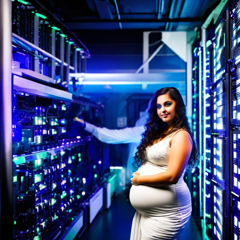 Dreamcore Futuristic Hot Pregnant Babe Protecting Openart