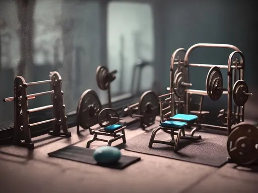Prompt: Miniature gym diorama macro photography, ambient, atmospheric
