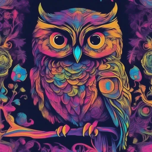 Prompt: a psychedelic owl