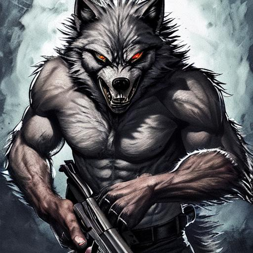 Badass Werewolf Holding A Gun OpenArt