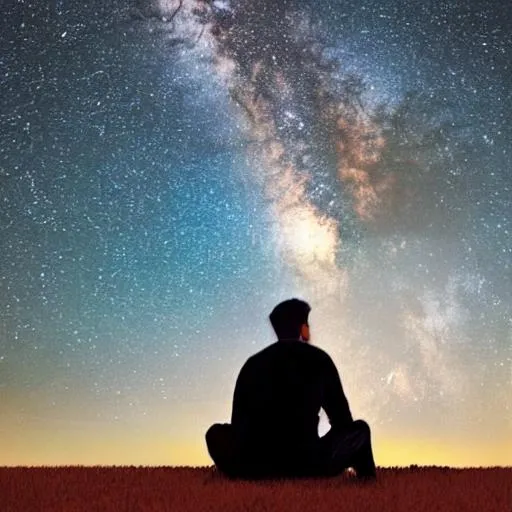 Prompt: teen staring at milky way, 
