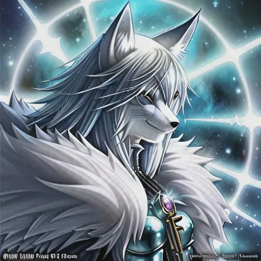 Prompt: arctic fox woman wizard, fursona, furry art, anthro, detailed cloth armor, detailed fur, anime key visual, portrait, makoto shinkai