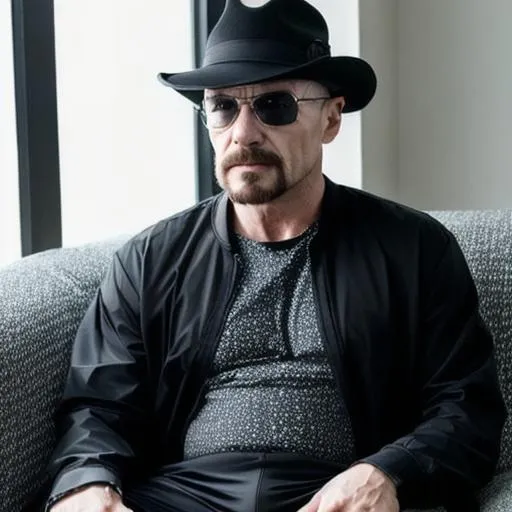 Walter white wearing a black hat, black sunglasses,… | OpenArt