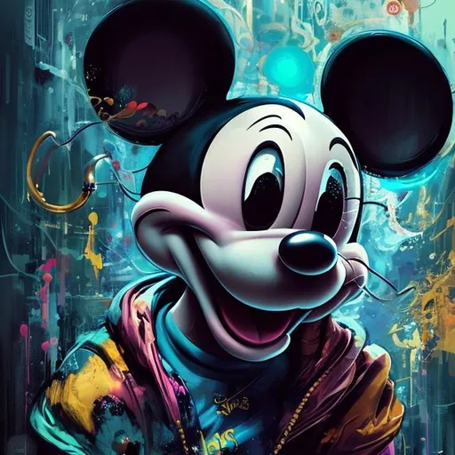 Prompt: "hyperdetailed portrait of 
mickey mouse as a delirium of the endless, colourful make up, the sandman, made by caravaggio stanley artgerm lau wlop rossdraws artstation cgsociety concept art cgsociety octane render"