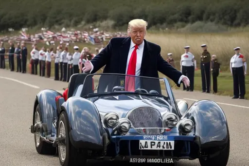 Prompt: Donald Trump guest in a Top Gear episode