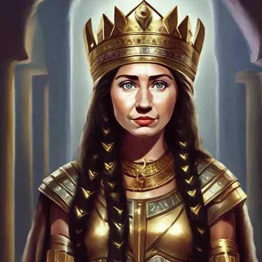 Prompt: A young, dark-haired Hillary Clinton as an ancient Israelite queen with some Mediterranean features

