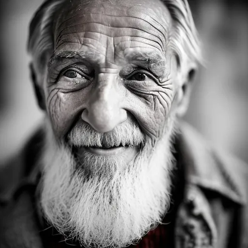 Prompt: /imagine prompt: color photo of an elderly man with weathered features that tell a lifetime of stories. Deep creases mark his forehead and around his eyes, evidence of laughter and wisdom. His silver beard is meticulously groomed, adding to his distinguished appearance. The texture of his skin is incredibly detailed, capturing every wrinkle and pore with remarkable precision. The photograph exudes a sense of character and history, inviting viewers to contemplate the depth of this individual's experiences. —c 10 —ar 2:3