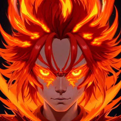 anime portrait of a Fire God, anime eyes, beautiful