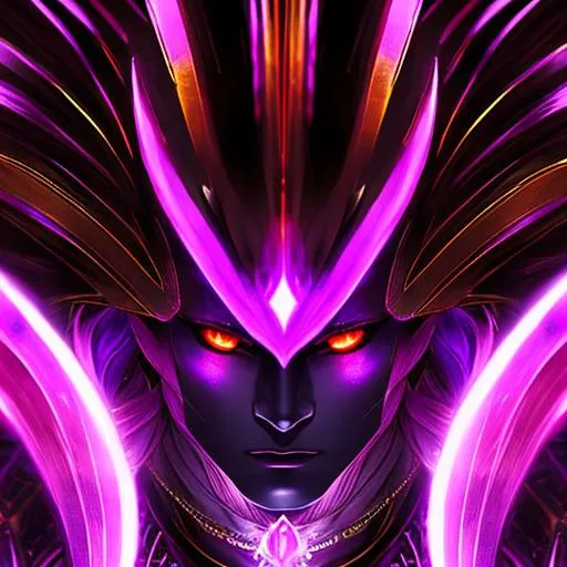 Prompt: Close up Portrait of a Sidapa, a god of death. Horror background. Horror. Has purple glowing eyes. Terror background. HD.