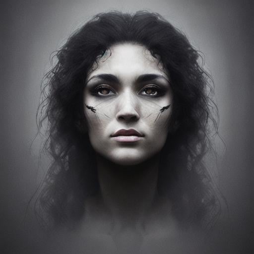 Portrait Of A Beautiful Raven Haired Goddess Emergin