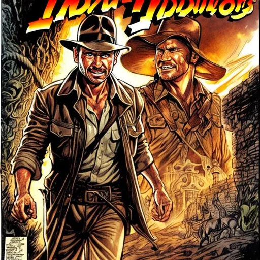 Prompt: Indiana jones drawn by Stan Lee and Ditco comic
