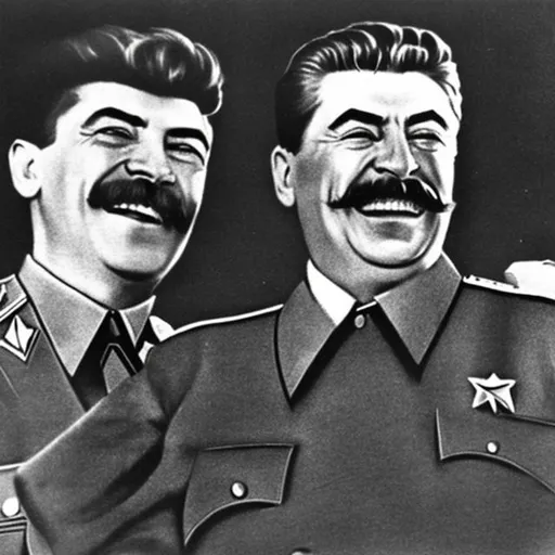 Prompt: Joseph stalin with laughing 