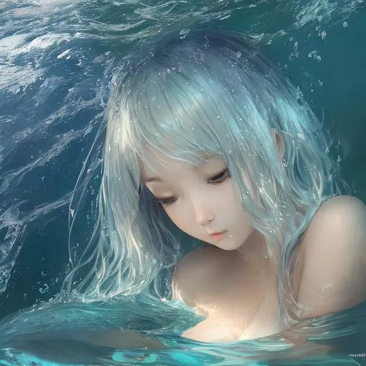 Beautiful young japan woman elf underwater ,sea leve... | OpenArt
