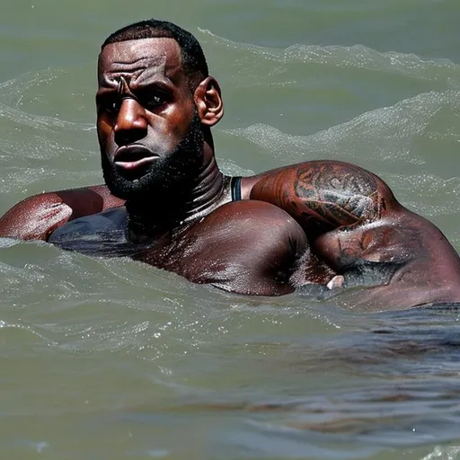 Prompt: very high detail of lebron james stuck in sea