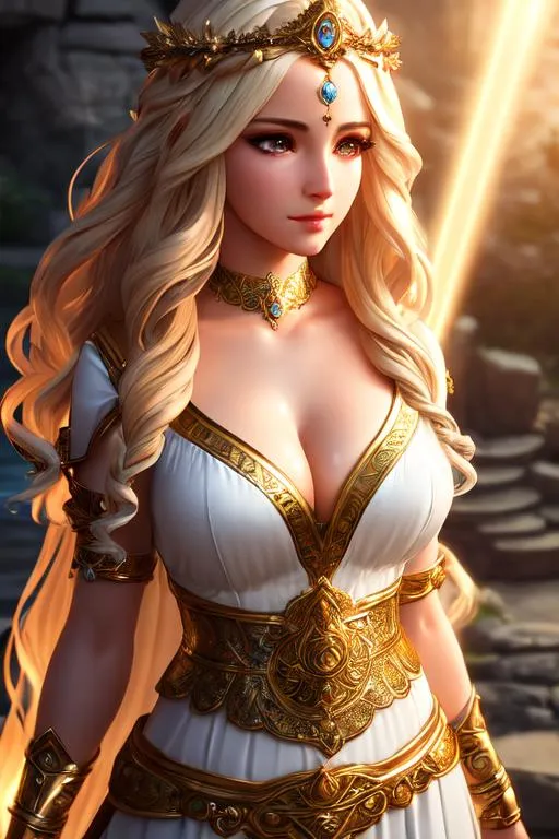 Prompt: Goddess of light,extremely realistic, hyperdetailed, bard girl, RPG, D&D, highly detailed face, highly detailed eyes, full body, whole body visible, full character visible, soft lighting, high definition, ultra realistic, unreal engine 5, 8K, digital art