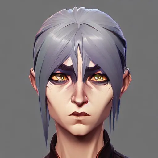 Prompt: demon hunter portrait silver hair