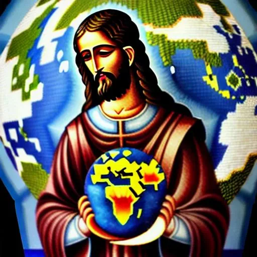 Prompt: Lord Jesus holding the earth in His hand