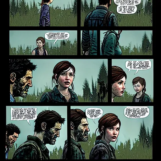 The last of us comics 4k, ellie in DC-style panels