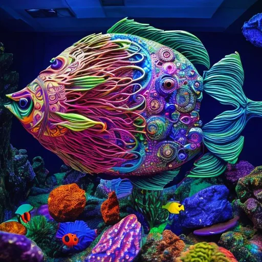 Prompt: A photo of a fantasy psychedelic machine fish