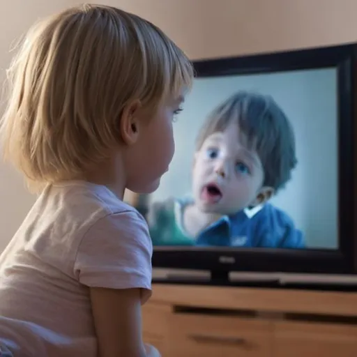 Prompt: a child watching 18+ things on a television