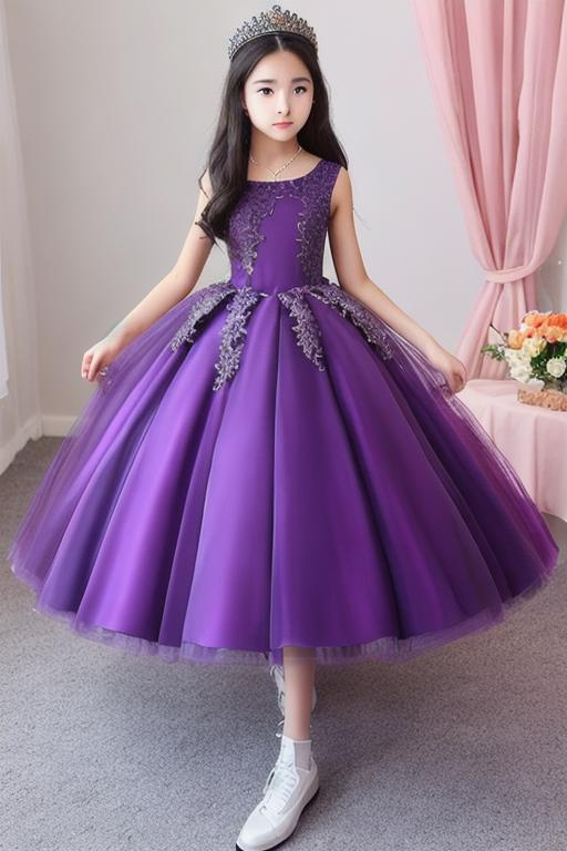 Girl 14yo, Queen purple dress, dress long, Queen crown,