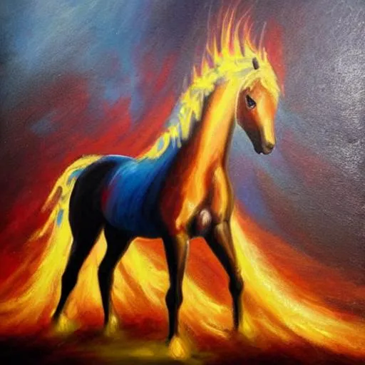 Prompt: Painting of a horse in fire
