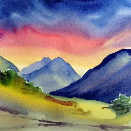 Prompt: mountain landscape watercolor painting




