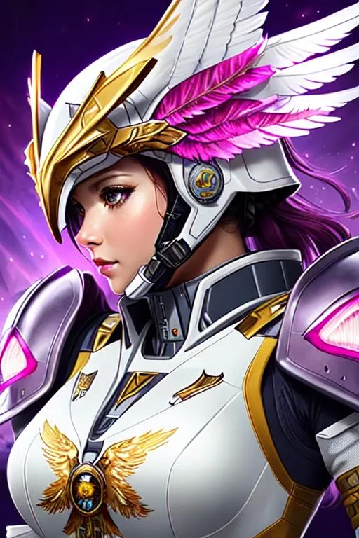 Prompt: Poster art, high-quality high-detail highly-detailed breathtaking hero ((by Aleksi Briclot and Stanley Artgerm Lau)) - ((a Eagle)),  detiled eagle mech suit, 8k ivory and magenta helmet, highly detailed eagle head helmet, glowing chest emblem ,carbon fibre helmet, mech armor, detailed feathers, queen of the eagles, detailed ivory mech suit, full body, black futuristic mech armor, wearing mech armour suit, 8k,  full form, detailed forest wilderness setting, full form, epic, 8k HD, ice, sharp focus, ultra realistic clarity. Hyper realistic, Detailed face, portrait, realistic, close to perfection, more black in the armour, 
wearing blue and black cape, wearing carbon black cloak with yellow, full body, high quality cell shaded illustration, ((full body)), dynamic pose, perfect anatomy, centered, freedom, soul, Black short hair, approach to perfection, cell shading, 8k , cinematic dramatic atmosphere, watercolor painting, global illumination, detailed and intricate environment, artstation, concept art, fluid and sharp focus, volumetric lighting, cinematic lighting, 
