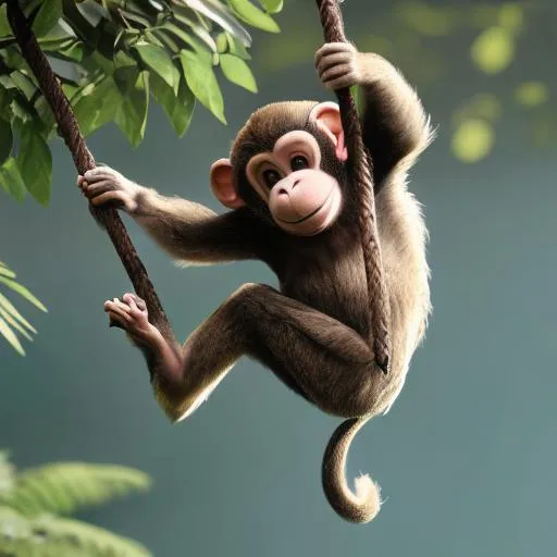 Prompt: Monkey swinging from a tree
