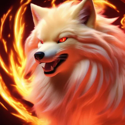 Prompt: super accurate angry (Ninetales), realistic, photograph, (hyper real), furry, (hyper detailed), extremely beautiful, (on back), sprawled, paws in the air, glowing crimson eyes, UHD, studio lighting, best quality, professional, photorealism, masterpiece, ray tracing, 8k eyes, 8k, highly detailed, highly detailed fur, hyper realistic thick fur, canine quadruped, (high quality fur), fluffy, fuzzy, full body shot, rear view, hyper detailed eyes, perfect composition, realistic fur, fox nose, highly detailed mouth, realism, ray tracing, soft lighting, studio lighting, masterpiece, trending, instagram, artstation, deviantart, best art, best photograph, unreal engine, high octane, cute, adorable smile, lying on back, flipped on back, lazy, peaceful, (highly detailed background), vivid, vibrant, intricate facial detail, incredibly sharp detailed eyes, incredibly realistic fur, concept art, anne stokes, yuino chiri, character reveal, extremely detailed fur, sapphire sky, complementary colors, golden ratio, rich shading, vivid colors, high saturation colors, nintendo, pokemon, silver light beams