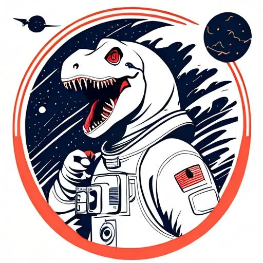 Prompt: Dinosaur astronaut vector