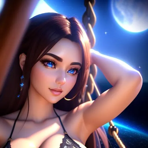 Prompt: {{{{highest quality 3d concept art masterpiece}}}} best octane unreal engine 5 render with {{volumetric lighting}}, hyperrealistic intricate 128k UHD HDR,

hyperrealistic intricate perfect upper body image of flirtatious seductive stunning gorgeous beautiful cute mystical feminine 22 year old anime like girl on realistic wooden swing with 
{{hyperrealistic intricate pink hair}} 
and 
{{hyperrealistic intricate clear blue eyes}} 
and hyperrealistic intricate perfect flirtatious seductive stunning gorgeous beautiful cute mystical feminine face with unique features wearing 
{{hyperrealistic intricate body tight pink wool dress}}
 with deep exposed cleavage and visible abs,
soft skin and red blush cheeks and cute sadistic smile, 

epic fantasy, 
perfect anatomy in perfect composition approaching perfection, 
{{seductive love gaze at camera}}, 

hyperrealistic intricate blurred mystical trippy warm forest in background, {{warm atmosphere}}, 
  
cinematic volumetric dramatic 
dramatic studio 3d glamour lighting, 
backlit backlight, 
professional long shot photography, 

triadic colors,
sharp focus, 
occlusion, 
centered, 
symmetry, 
ultimate, 
shadows, 
highlights, 
contrast, 
{{sexy}}, 
{{huge breast}}