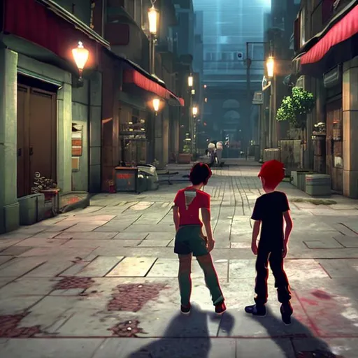 Prompt: video game stray scene
