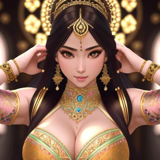 Prompt: 
"""intricate portrait of a stunning highly detailed lady dancing in rio intricate gorgeous highly detailed girl voluminous hair, cinematic lighting, woman with large symmetrical mammaries, harem pants, soft delicate features, ultra detailed, beautiful face, intricate, elegant, 334k, insanely detailed, insanely realistic, insane details, hyper detail, high detail, athletic body, high cheekbones, detailed face.ultra realistic, full body and face focus, intricate details, exceptional detail, fantasy, ethereal lighting, hyper sharp, sharp focus, photorealistic portrait, detailed face, highly detailed, realistic, hyper realistic, colorful, Ultra realistic, , Highly detailed photo realistic digital artwork. High definition. Face by Tom Bagshaw and art by Sakimichan, Android Jones" and tom bagshaw, Biggals, unreal engine 5, VQGAN+CLIP : 1"